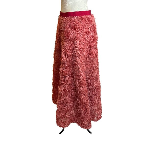 Akris Punto Womens Skirt Size 6 Red Gingham Organdy Rosette Applique Tulle Midi - Picture 5 of 12